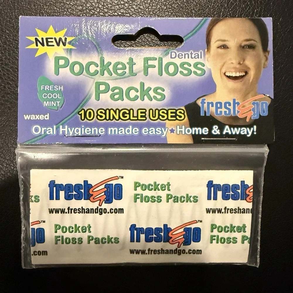 Rare Discontinued! 3 x Fresh & Go Pocket Floss Packs 10 Single Use Each Mint New